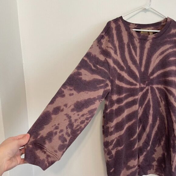 ZELLA Cali Tie Dye Cotton Blend Sweatshirt Dress Purple Mauve ish Long Sleeve L - Picture 7 of 12